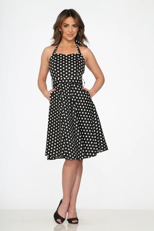 Photo 1 of [Size M] Black White Polka Dot Halter Dress
