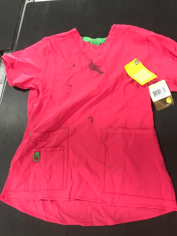 Photo 2 of [Size S] Carhartt Cross Flex V-Neck Media Scrub Top | Azalea