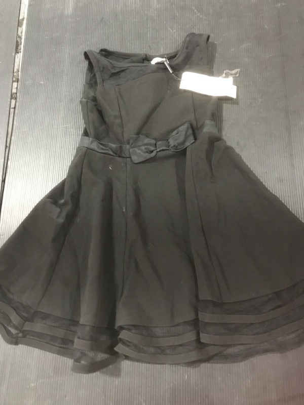 Photo 2 of [Size 6] Calvin Klein Little Girls Illusion Mesh Bow Front Dress- Black