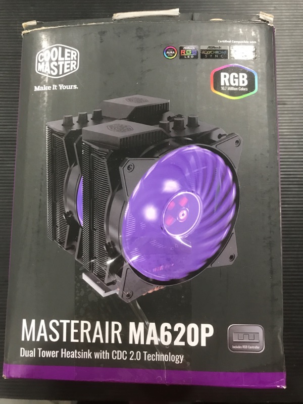 Photo 2 of Cooler Master MASTERAIR MA621P RGB TR4 Twin Tower CPU Cooler Heatsink AMD FAN
