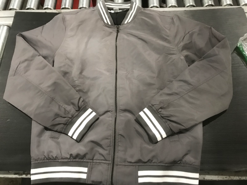 Photo 2 of [Size M] Amazon Essentials Men's Lightweight Bomber Jacket- Grey/White
