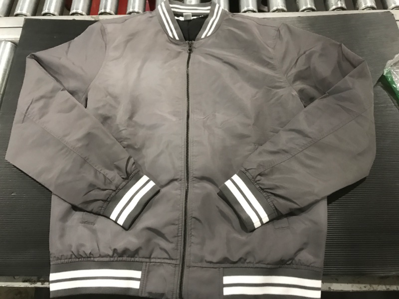 Photo 1 of [Size M] Amazon Essentials Men's Lightweight Bomber Jacket- Grey/White
