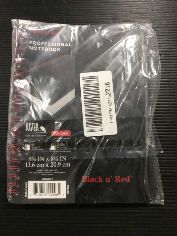 Photo 2 of Black n' Red Professional Notebook, 5-7/8" x 8-1/4", 70 Sheets, Ruled, Black/Red Accents (C67009)