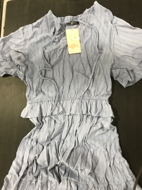 Photo 1 of [Size M] Ladies Long Short Sleeve Dress- Blue