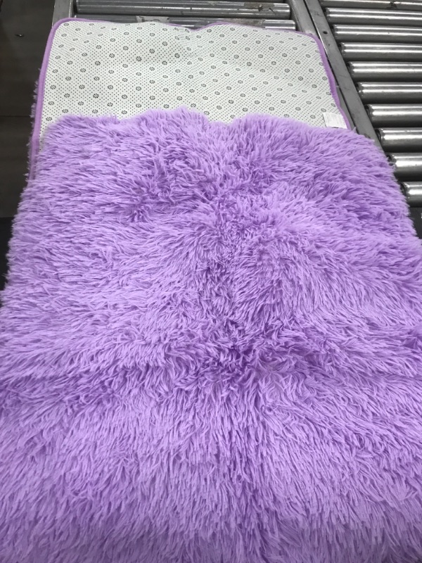 Photo 1 of [Size 24x72"] Purple Fuzzy Runner Style Rug with Anti Slip Backing