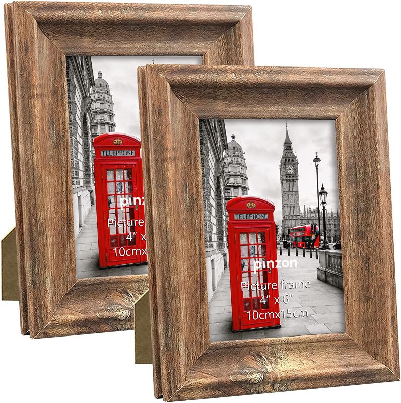 Photo 1 of Amazon Brand – Pinzon 4x6 Picture Frames Rustic Distressed Photo Frame 6x4 Set