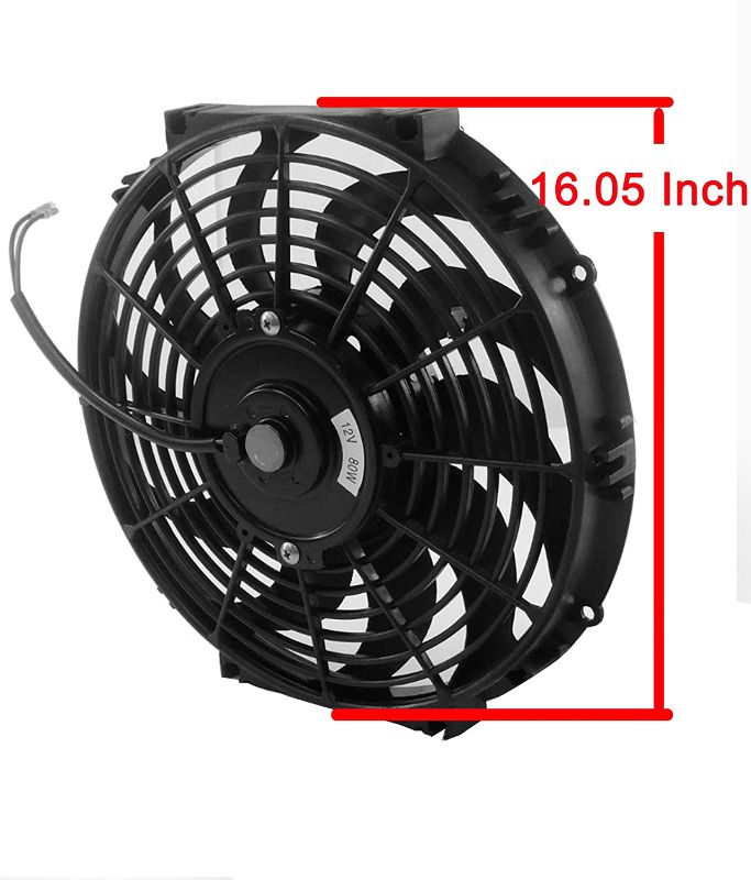 Photo 3 of 16" inch Universal Slim Fan Push Pull Electric Radiator Cooling 12V Mount Kit
