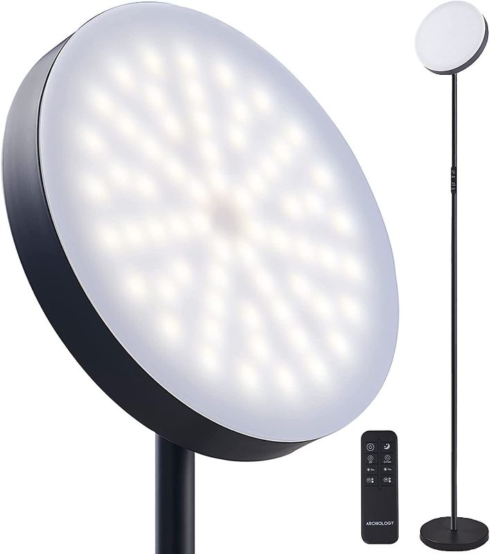 Photo 1 of Led Floor Lamp with Remote,Reading Lamp Dimmable Brightness Standing Lamp,2900lm Up-Light(25w) &Down-Light(5w),Can be Adjusted Independently with Remote & Touch Control Torchiere 3 Color---FACTORY SEALED OPENED FOR PICTURE---
