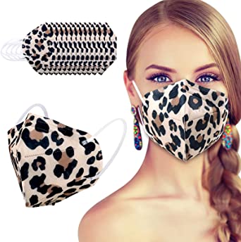 Photo 1 of (2 pack) Leopard Printed Face Mask 50Pcs - Cup Dust Safety Masks 5-Ply Layer Protection Filter Efficiency?95%
