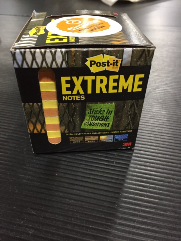 Photo 2 of Post-it Extreme Notes, Stop Re-work on the Job, Works in 0 - 120 degrees Fahrenheit, 100X the holding power, Orange &Yellow, 3x3 in, 12 Pads/Pack, 45 Sheets/Pad (EXTRM33-12TRYX)
