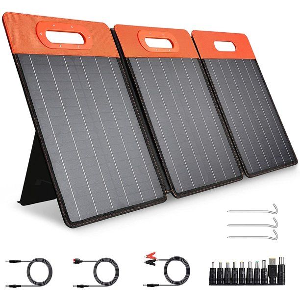 Photo 1 of GOLABS SF60 Portable Solar Panel 60W, Monocrystalline Solar Charger with Adjustable Kickstand, Type C, DC, 3.0 USB Ports Chainable for Power Station Phones Outdoor Camping Emergency Home
