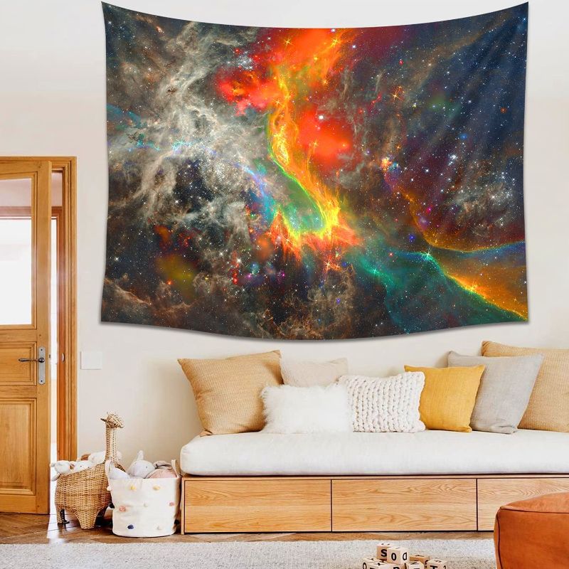 Photo 1 of Cthglong Space Nebula Tapestry, Galaxy Tapestries 78.8 X 59.1 Inches, Universe Starry Sky Tapestry Wall Hanging For Bedroom Living Room Decor, Colorful
