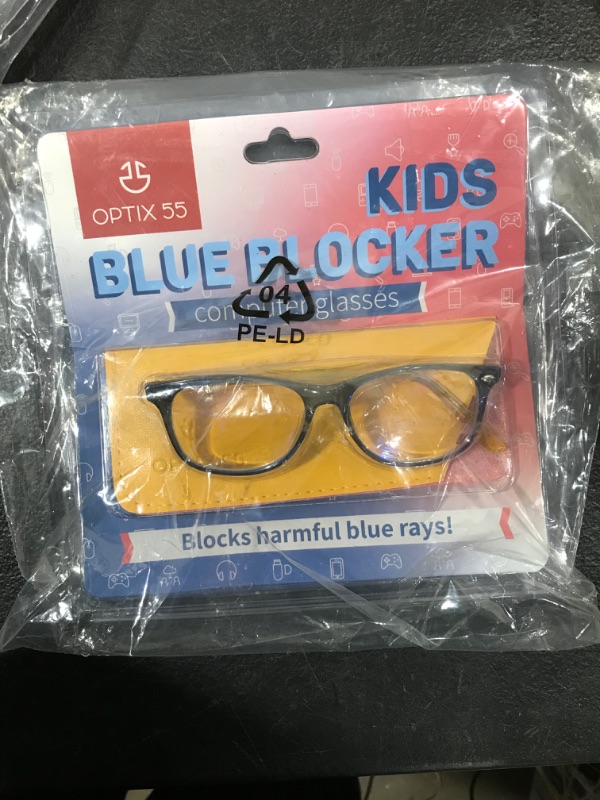 Photo 2 of Blue Light Blocking Glasses Girls & Boys | Anti Eyestrain Blue Light Glasses Kids Computer Gaming Glasses (Ages 3-10) | Flexible Blue Square Frames with Yellow Temples Video Phone Screen Eyeglasses
