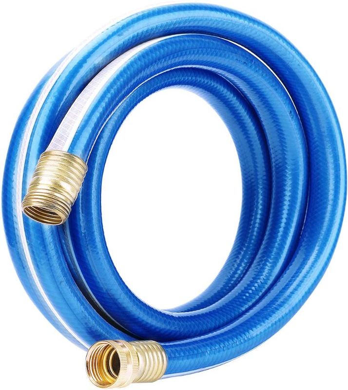 Photo 1 of Solution4Patio Expert in Garden Creation #G-H164A16-US 3/4 in x 15 ft Blue Short Garden Hose Male/Female Solid Brass Fittings for Hose Reel, Water Softener, Dehumidifier, RV 8 Years Warranty