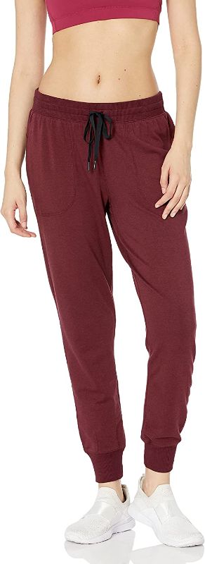 Photo 1 of Amazon Essentials Women's Studio Terry Relaxed-Fit Jogger Pant, Dark Burgundy, Medium 