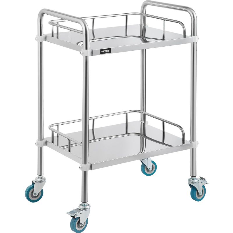 Photo 1 of 2-Layer Stainless Steel Lab Medical Equipment Cart Trolley
