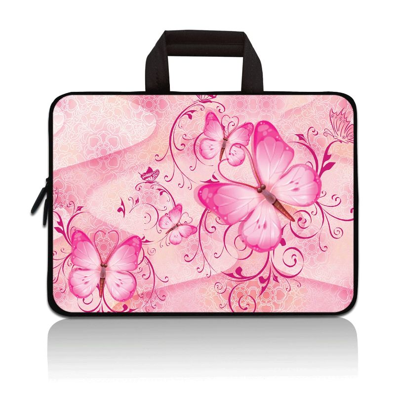 Photo 1 of HAPPYLIVE SHOPPING 11inch 11.6inch 12inch 12.1inch 12.5 Inch Laptop Carrying Bag Case Notebook Compatible Samsung Google Acer HP DELL(Pink Butterflies), 11 in 11.6 in 12 in 12.1 in 12.5 in