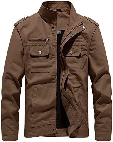 Photo 1 of 3xl slim----Dr.Cyril Men's Bomber Jacket Lightweight Fall Casual Windbreaker Stand Collar Warm Military Coat With Cargo Pockets  