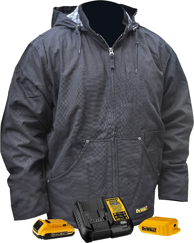 Photo 1 of DEWALT Unisex Adult With 2.0ah Battery and Charger DEWALT Heated Heavy Duty Work Coat, Black, Medium US
