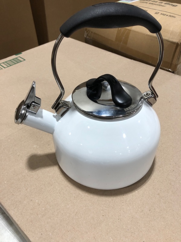 Photo 2 of 1.8qt Enamel-on-Steel Classic Oolong Teakettle White
