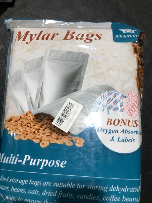 Photo 2 of 120 pcs 8.7 mils Mylar Bags for Food Storage with Oxygen Absorbers Individually Wrapped 400cc , 6 Size Mylar Bags With Gusset Bottom and Zip Close for Long Term Food Storage