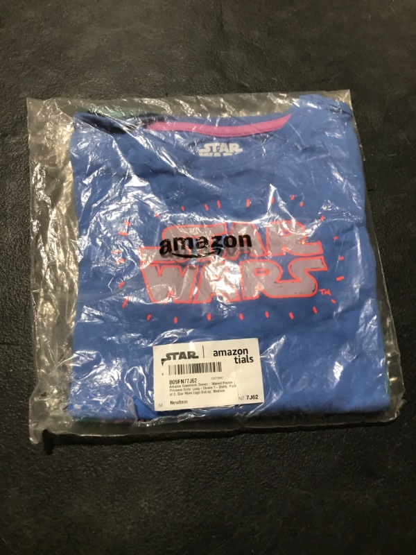 Photo 2 of Amazon Essentials Disney | Marvel | Star Wars | Frozen | Princess Girls and Toddlers' Long-Sleeve T-Shirts, Pack of 2 Medium Star Wars Logo Galaxy