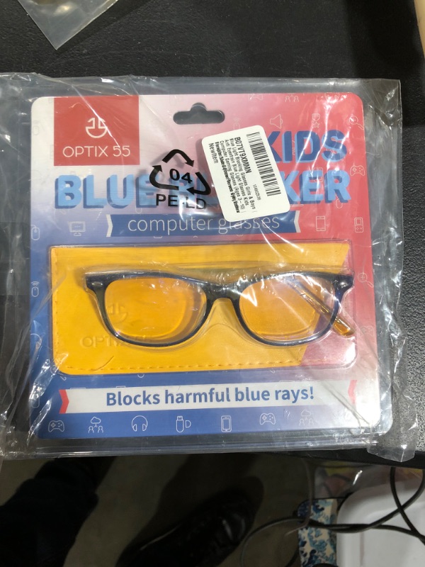 Photo 2 of Blue Light Blocking Glasses Girls & Boys | Anti Eyestrain Blue Light Glasses Kids Computer Gaming Glasses (Ages 3-10) | Flexible Blue Square Frames with Yellow Temples Video Phone Screen Eyeglasses