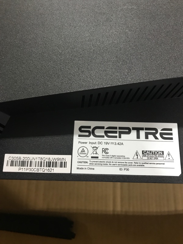 Photo 3 of Sceptre C305B-200UN - LED Monitor - Curved - 30 - 2560 X 1080 UWFHD @ 200 Hz - VA - 270 CD/m - 3000:1 - 5 Ms - 3xHDMI DisplayPort - Speakers - Black -Missing stand

