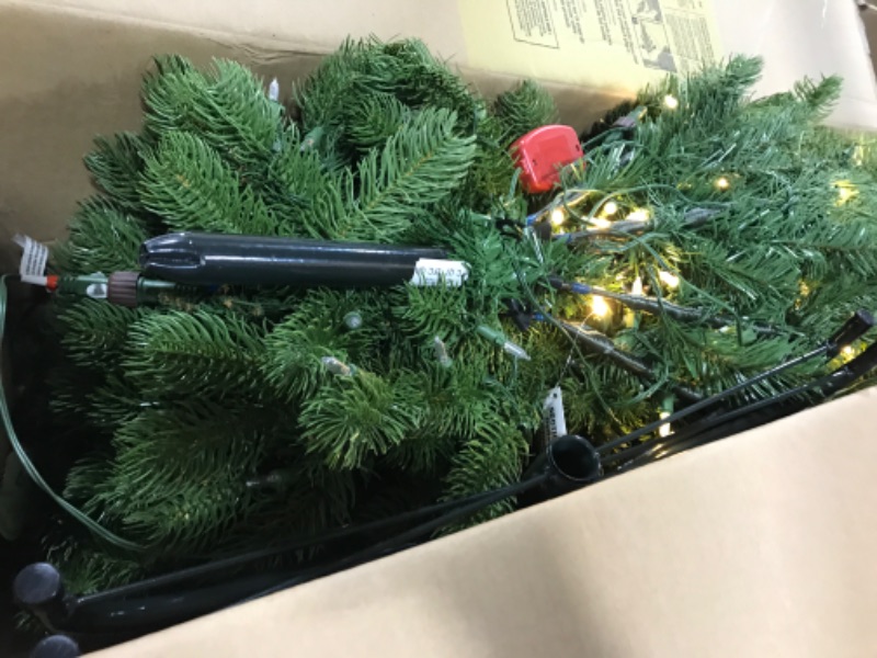 Photo 3 of National Tree Company Pre-Lit 'Feel Real' Artificial Slim Downswept Christmas Tree, Green, Douglas Fir, Dual Color LED Lights, Includes PowerConnect and Stand, 7.5 feet 7.5 ft Tree