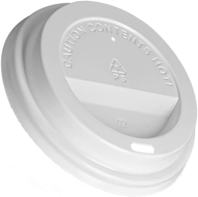 Photo 1 of [100 Count] Disposable Plastic Dome Lids for 10, 12, 16, & 20 oz. Paper Hot Coffee Cup - White
