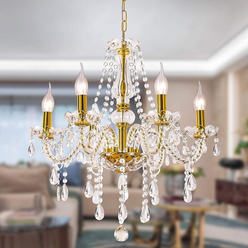 Photo 1 of 
Panghuhu88 K9 Crystal Candle Chandeliers Lighting 6 Lights Pendant Ceiling Fixture Lamp for Dining Living Room Bedroom Hallway Entry Elegant Decoration (6 Bulbs)