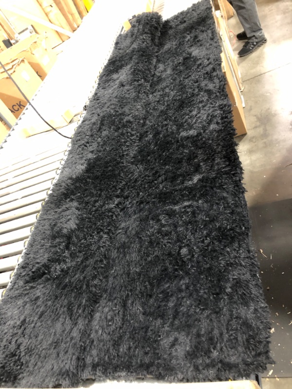 Photo 1 of 7x6ft area rug black plush