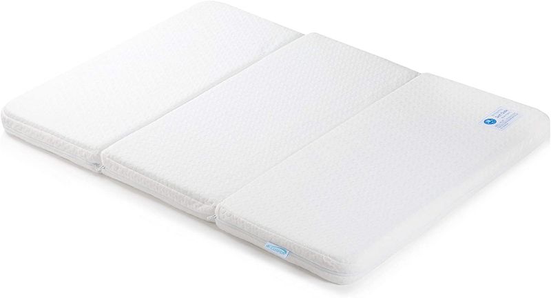 Photo 1 of Bi-COMFER Tri-Fold Memory Form Pack n Play Mattress Pad, Firm(for Infant) & Soft(Toddlers) Side with Waterproof & Washable Cover and Cary Bag, Mini...
