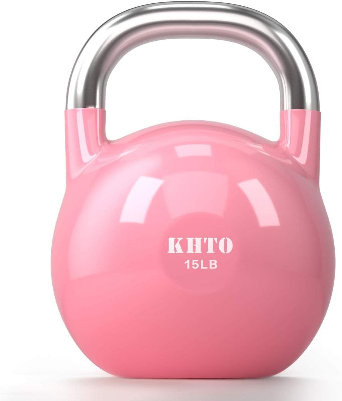 Photo 1 of KHTO Kettle Bells – Competition Kettlebell 50 LB – Professional Grade Kettlebell for Fitness, Weightlifting, Core Training – Durable and Strong Design – 10-50 LB Color-Coded Collection