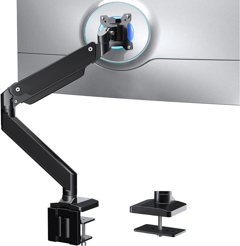 Photo 1 of WALI Single Monitor Gas Spring Desk Mount, Heavy Duty Monitor Arm for Ultrawide Screen up to 35 inch, 33 lbs. Fully Adjustable, VESA 75 and 100 (GSM001XL),...
