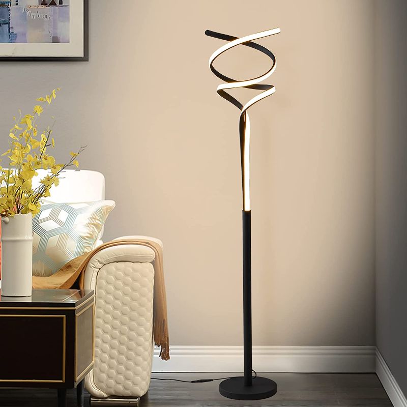 Photo 1 of ZxWLife LED Modern Floor Lamp for Living Room, 40W/2500LM Infinitely Dimmable and Color-Changing Bright Floor Standing Lamp,63 inches Large Black Floor Tall Lamp for Bedroom Office with Remote
