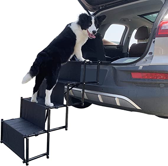 Photo 1 of YEP HHO 4 Steps Upgraded Folding Pet Stairs Ramp Lightweight Portable Cat Dog Ladder with Waterproof Surface Great for Cars Trucks SUVs (Black-