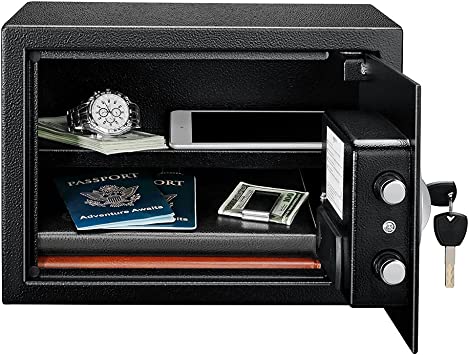 Photo 1 of Amazon Basics Steel Security Safe and Lock Box with Electronic Keypad - Secure Cash, Jewelry, ID Documents - 0.5 Cubic Feet, 13.8 x 9.8 x 9.8 Inches 0.5 Cubic Feet Keypad Lock