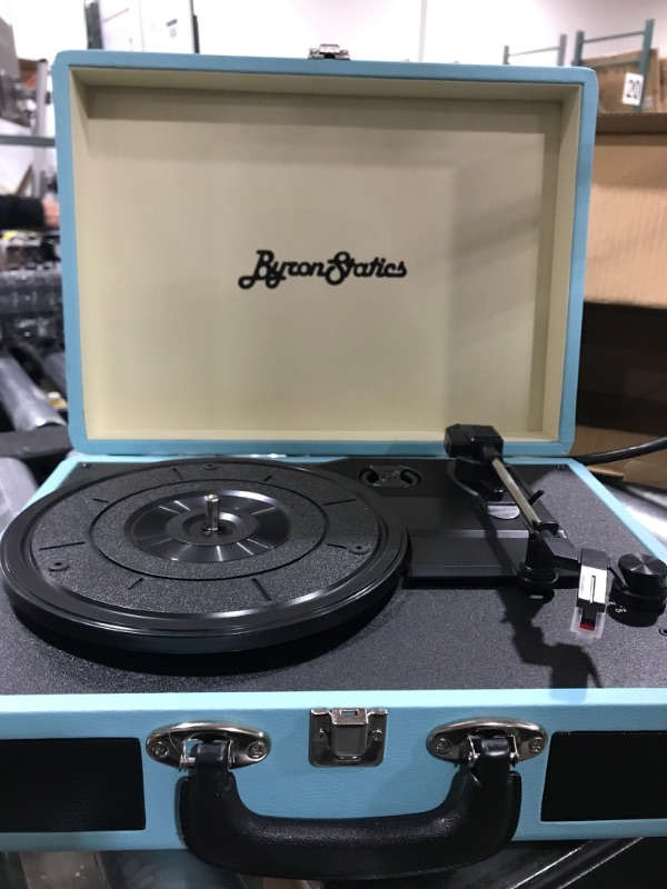 Photo 1 of ByronStatics Vinyl Record Player, 3 Speed Turntable Record Player with 2 Built in Stereo Speakers, Replacement Needle, Supports RCA Line Out, AUX in, Portable Vintage Suitcase