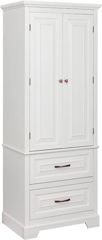 Teamson Home St. James Bathroom Storage Freestanding Floor Linen Cabinet, White - 16"D x 24"W x 62"H

