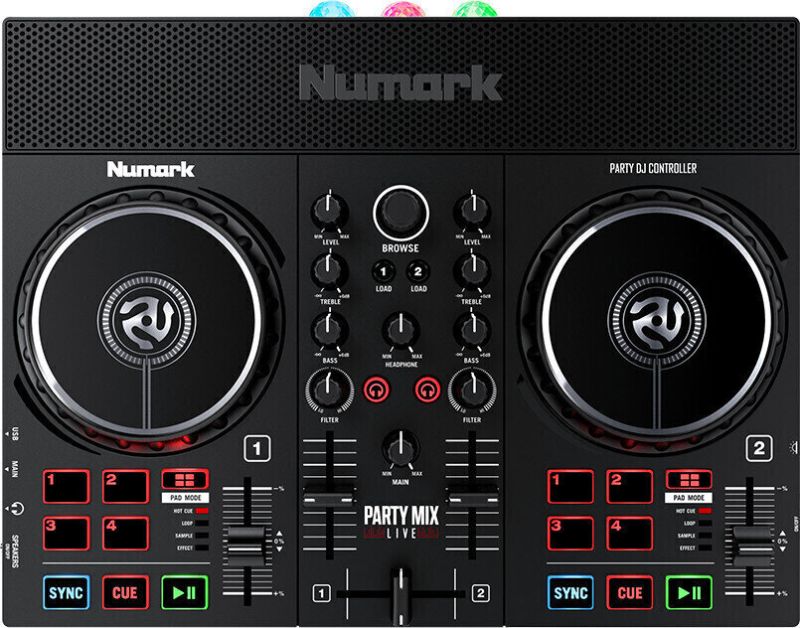 Photo 1 of Numark Party Live DJ Controller Set with Lights Speakers Mixer for Serato Lite and Algoriddim Djay Pro AI
