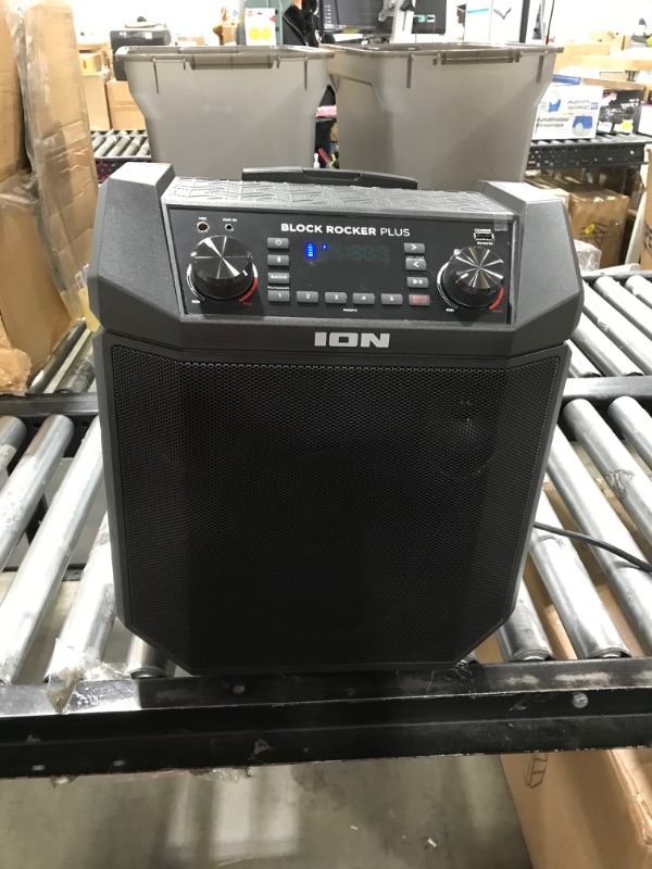 Photo 1 of ION Audio Block Rocker Plus - Portable Bluetooth Speaker 100W W/Battery, Karaoke Microphone, AM FM Radio, Wheels & Telescopic Handle and USB Charging, Black