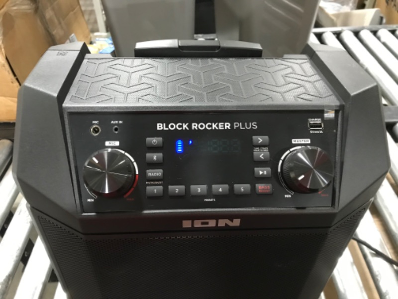 Photo 1 of ION Audio Block Rocker Plus - Portable Bluetooth Speaker 100W W/Battery, Karaoke Microphone, AM FM Radio, Wheels & Telescopic Handle and USB Charging, Black