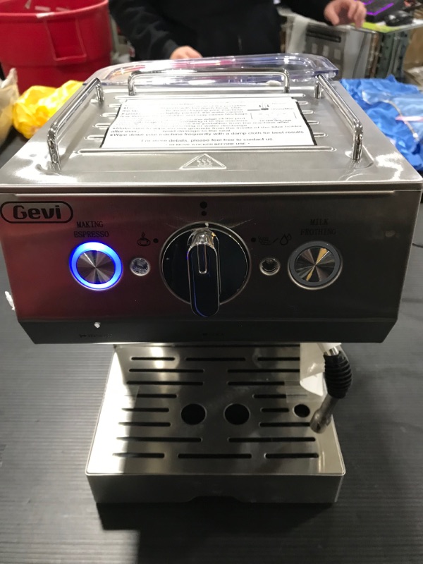 Photo 3 of GEVI Silver Stainless Steel 15 Bar Espresso Machine 2 Shot Pump Cappuccino Maker New Condition
