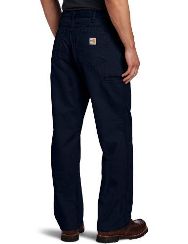 Photo 1 of Carhartt Men's 36 in. X 36 in. Dark Navy FR Canvas Pant
