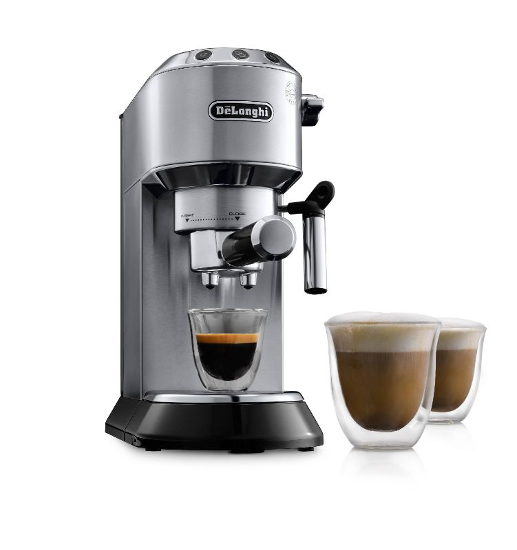 Photo 1 of DeLonghi Dedica 15 Bar Stainless Steel Slim Espresso and Cappuccino Machine with Advanced Cappuccino System
