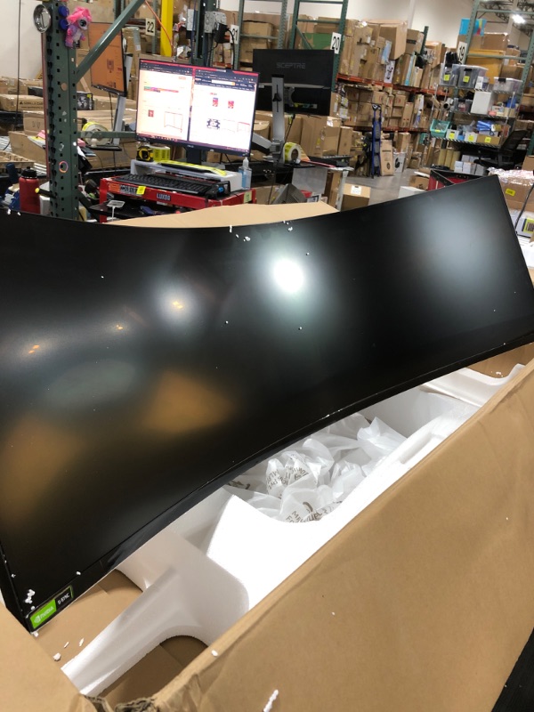 Photo 1 of (SCREEN DAMAGED) SAMSUNG 49-inch Odyssey G9 Gaming Monitor | QHD, 240hz, 1000R Curved, QLED, NVIDIA G-SYNC & FreeSync | LC49G95TSSNXZA Model
