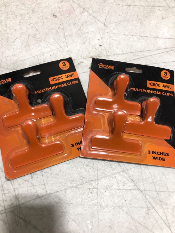 Photo 2 of 2 pack Croc Jaws Chip Clips Orange. Stainless Steel. 3 Inches - Pack of 3 Orange Set of 3