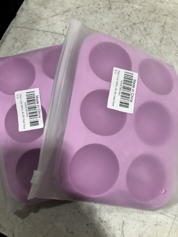 Photo 2 of 2 Pack 6-Cavity Semi Sphere Silicone Mold, Baking Mold for Making Hot Chocolate Bomb, Cake, Jelly, Dome Mousse Purple