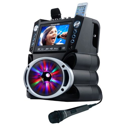 Photo 1 of Karaoke USA GF842 Complete Bluetooth Karaoke System with LED Sync Lights 2 Microphones Remote Control 7 Color Screen and Record Function
